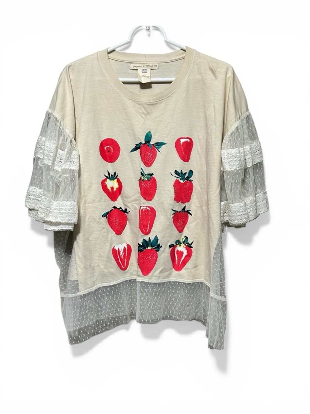 Free People x Tricia Fix Lacey Strawberry Shirt – One Size – Festival Vibes